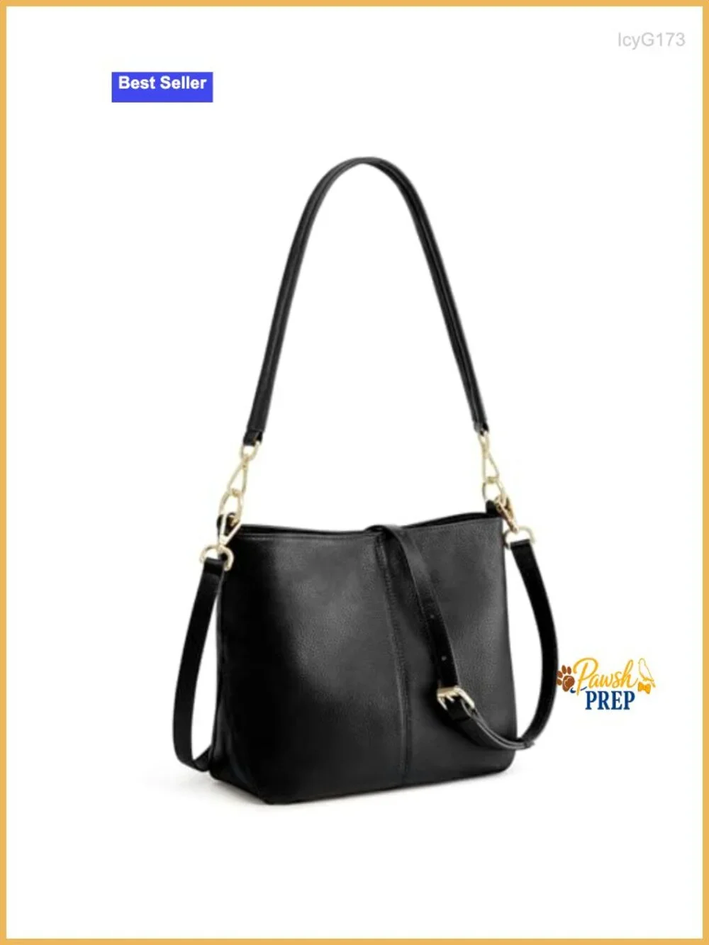 Genuine Leather Crossbody Hobo Bag with 2 Straps, Multi-Pocket